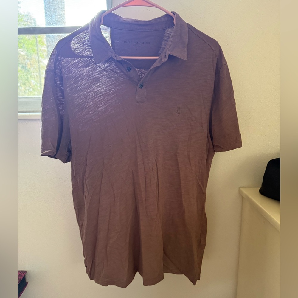 John Varvatos Brown Short-Sleeve Polo